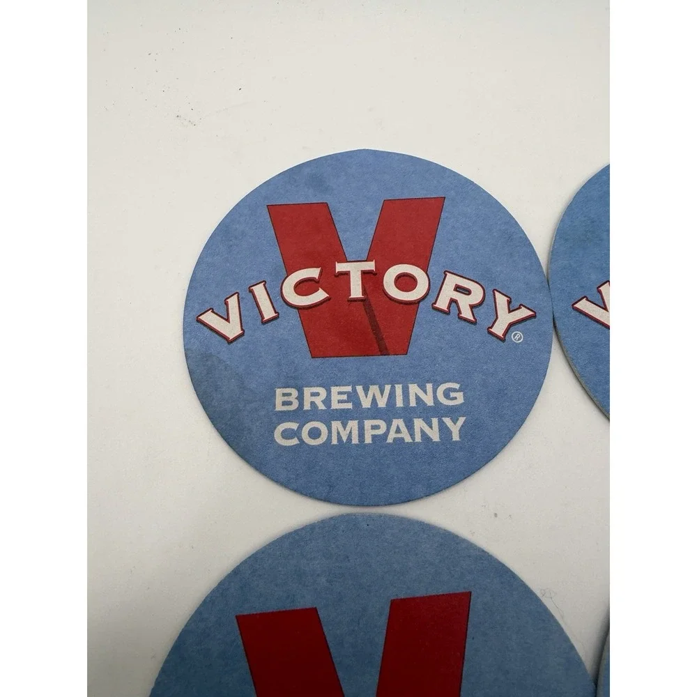 Victory Brewing Company Beer Coasters Set of 4 Blue Red Logo Bar Brewery
